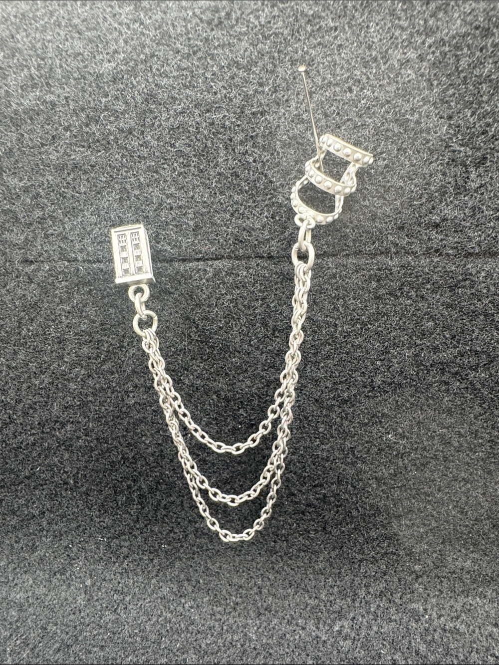 Silver-Tone Triple Chain Earring and Ear Cuff